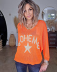 Pull orange fluo bohème - 𝐌𝐚𝐫𝐢𝐧𝐚𝟒𝟒𝐟𝐚𝐦𝐢𝐥𝐲