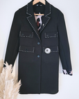 Manteau noir à clous mi-saison - 𝐌𝐚𝐫𝐢𝐧𝐚𝟒𝟒𝐟𝐚𝐦𝐢𝐥𝐲