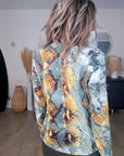 Veste cintrée à imprimé python vert et jaune, munie de strass - 𝐌𝐚𝐫𝐢𝐧𝐚𝟒𝟒𝐟𝐚𝐦𝐢𝐥𝐲