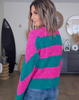 Cardigan à imprimé géométrique rose fuchsia et vert. - 𝐌𝐚𝐫𝐢𝐧𝐚𝟒𝟒𝐟𝐚𝐦𝐢𝐥𝐲