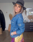 Veste brodée en jean bleu - 𝐌𝐚𝐫𝐢𝐧𝐚𝟒𝟒𝐟𝐚𝐦𝐢𝐥𝐲