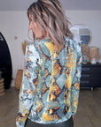 Veste cintrée à imprimé python vert et jaune, munie de strass - 𝐌𝐚𝐫𝐢𝐧𝐚𝟒𝟒𝐟𝐚𝐦𝐢𝐥𝐲