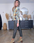 Veste cintrée à imprimé python vert et jaune, munie de strass - 𝐌𝐚𝐫𝐢𝐧𝐚𝟒𝟒𝐟𝐚𝐦𝐢𝐥𝐲