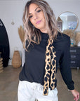 Sweat noir à cravate léopard - 𝐌𝐚𝐫𝐢𝐧𝐚𝟒𝟒𝐟𝐚𝐦𝐢𝐥𝐲