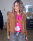 Blouson 100% cuir daim tabac - 𝐌𝐚𝐫𝐢𝐧𝐚𝟒𝟒𝐟𝐚𝐦𝐢𝐥𝐲