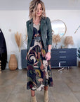 Robe kaki 7/8è à imprimé - 𝐌𝐚𝐫𝐢𝐧𝐚𝟒𝟒𝐟𝐚𝐦𝐢𝐥𝐲