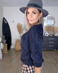 Pull noir ajouré maille poilue - 𝐌𝐚𝐫𝐢𝐧𝐚𝟒𝟒𝐟𝐚𝐦𝐢𝐥𝐲