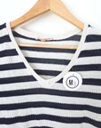 Haut en coton à maille rayé bleu marine - 𝐌𝐚𝐫𝐢𝐧𝐚𝟒𝟒𝐟𝐚𝐦𝐢𝐥𝐲