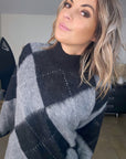 Pull tunique en damier noir - 𝐌𝐚𝐫𝐢𝐧𝐚𝟒𝟒𝐟𝐚𝐦𝐢𝐥𝐲