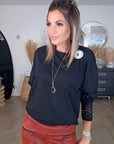 T-shirt noir manches dentelles - 𝐌𝐚𝐫𝐢𝐧𝐚𝟒𝟒𝐟𝐚𝐦𝐢𝐥𝐲