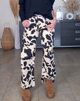 Pantalon en toile de coton imprimé animal