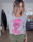 T- shirt marinière Mama rose fluo - 𝐌𝐚𝐫𝐢𝐧𝐚𝟒𝟒𝐟𝐚𝐦𝐢𝐥𝐲