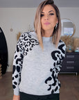 Pull gris à imprimé léopard noir - 𝐌𝐚𝐫𝐢𝐧𝐚𝟒𝟒𝐟𝐚𝐦𝐢𝐥𝐲