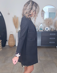 Manteau noir à clous mi-saison - 𝐌𝐚𝐫𝐢𝐧𝐚𝟒𝟒𝐟𝐚𝐦𝐢𝐥𝐲