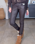 Pantalon slim huilé marron