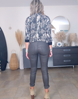 Pantalon slim huilé gris anthracite
