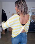 Pull rayé jaune double sens - 𝐌𝐚𝐫𝐢𝐧𝐚𝟒𝟒𝐟𝐚𝐦𝐢𝐥𝐲