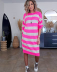 Robe pull rayé rose fluo - 𝐌𝐚𝐫𝐢𝐧𝐚𝟒𝟒𝐟𝐚𝐦𝐢𝐥𝐲