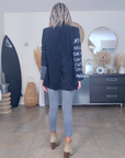 Veste en velours noir délavé à tags + pin's skull - 𝐌𝐚𝐫𝐢𝐧𝐚𝟒𝟒𝐟𝐚𝐦𝐢𝐥𝐲