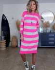 Robe pull rayé rose fluo - 𝐌𝐚𝐫𝐢𝐧𝐚𝟒𝟒𝐟𝐚𝐦𝐢𝐥𝐲