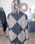 Pull tunique en damier marron taupe - 𝐌𝐚𝐫𝐢𝐧𝐚𝟒𝟒𝐟𝐚𝐦𝐢𝐥𝐲
