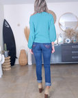 Pull bleu à maille fine - 𝐌𝐚𝐫𝐢𝐧𝐚𝟒𝟒𝐟𝐚𝐦𝐢𝐥𝐲