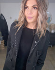 Manteau noir à clous mi-saison - 𝐌𝐚𝐫𝐢𝐧𝐚𝟒𝟒𝐟𝐚𝐦𝐢𝐥𝐲