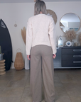 Pantalon chevrons beige longueur normale