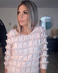Robe rose plumetis