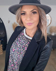 Veste noire bi-matière laine et cuir - 𝐌𝐚𝐫𝐢𝐧𝐚𝟒𝟒𝐟𝐚𝐦𝐢𝐥𝐲