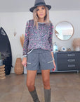 Short chevron gris