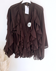 Chemise marron à volants