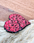 Pin's coeur skull rouge