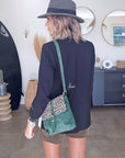 Sac bandoulière vert 100% cuir
