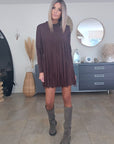 Robe à franges marron