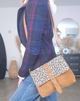 Sac camel avec imprimé léopard 100% cuir de chèvre