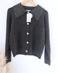 Cardigan marron à strass