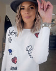 Pull blanc écussons - 𝐌𝐚𝐫𝐢𝐧𝐚𝟒𝟒𝐟𝐚𝐦𝐢𝐥𝐲