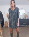 Robe kaki à imprimé léopard