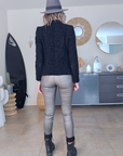 Pantalon slim huilé métal