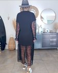 Robe noire sweat et dentelle