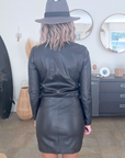 Robe portefeuille cuir noir