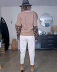 Pull beige chaud amour léopard