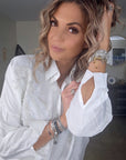 Chemise blanche à perles translucides - 𝐌𝐚𝐫𝐢𝐧𝐚𝟒𝟒𝐟𝐚𝐦𝐢𝐥𝐲