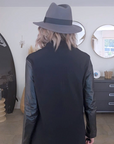 Manteau bouclette & cuir noir