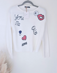 Pull blanc écussons - 𝐌𝐚𝐫𝐢𝐧𝐚𝟒𝟒𝐟𝐚𝐦𝐢𝐥𝐲