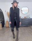 Manteau bouclette & cuir noir