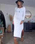 Robe blanche maille pull