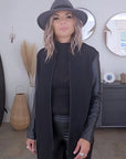 Manteau bouclette & cuir noir