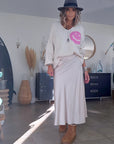Jupe beige satinée
